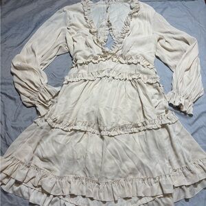 Elegant Cream Ruffle Dress